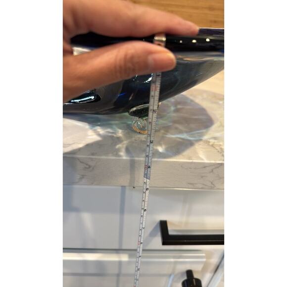 Vintage CORNUCOPIA cobalt Blue Hand Blown glass Unbranded mid century vase - Picture 10 of 10